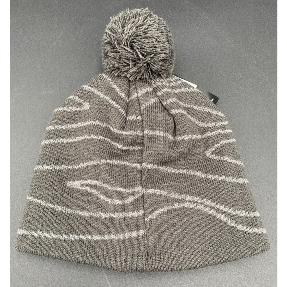 PGA Tour‎ Mens Pom Beanie Hat Gray Striped Knit Golf Winter Cap NWT - Picture 2 of 2